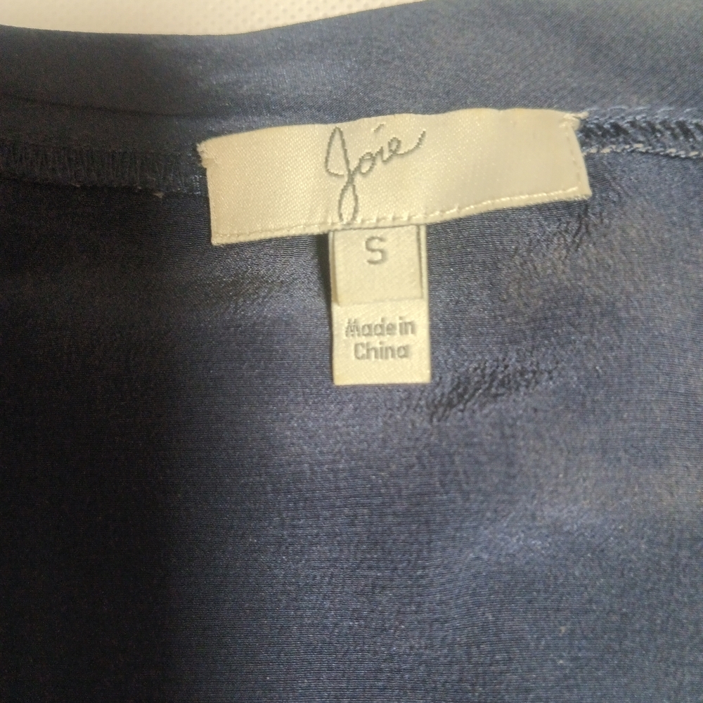 Joie Silk Dark Blue Tank Top with White Trim - Picture 5 of 7